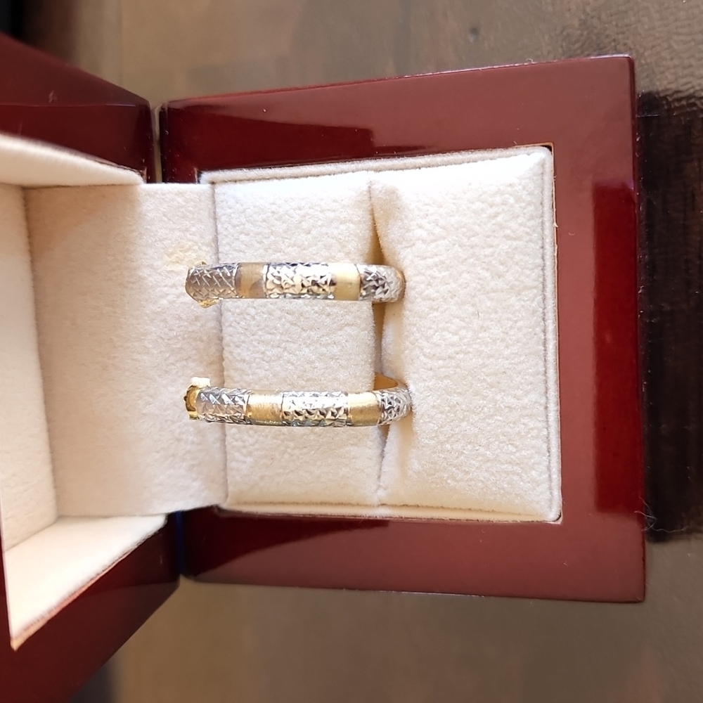 Lovely Two-Tone Half Hoop Earrings